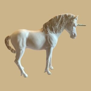 Vintage White Unicorn Stallion Figurine 9"
